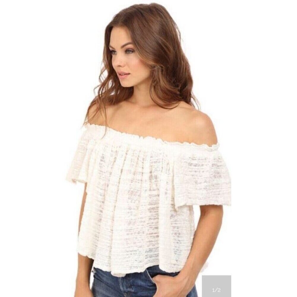 Free People Thrills & Frills Sweater Off Shoulder XS